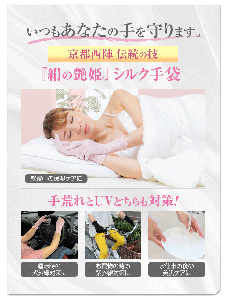 HISCHRONE さえら 手袋 綿絹 ゴシック ゴスロリ 姫系 ozz系 1組】絹の艶姫 シルク手袋 1組 | 株式会社ロアコスモ オンライン
